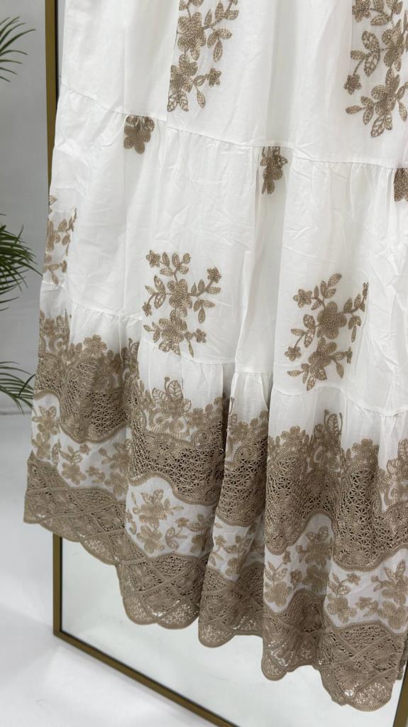 Women's summer white long dress G5446 - White