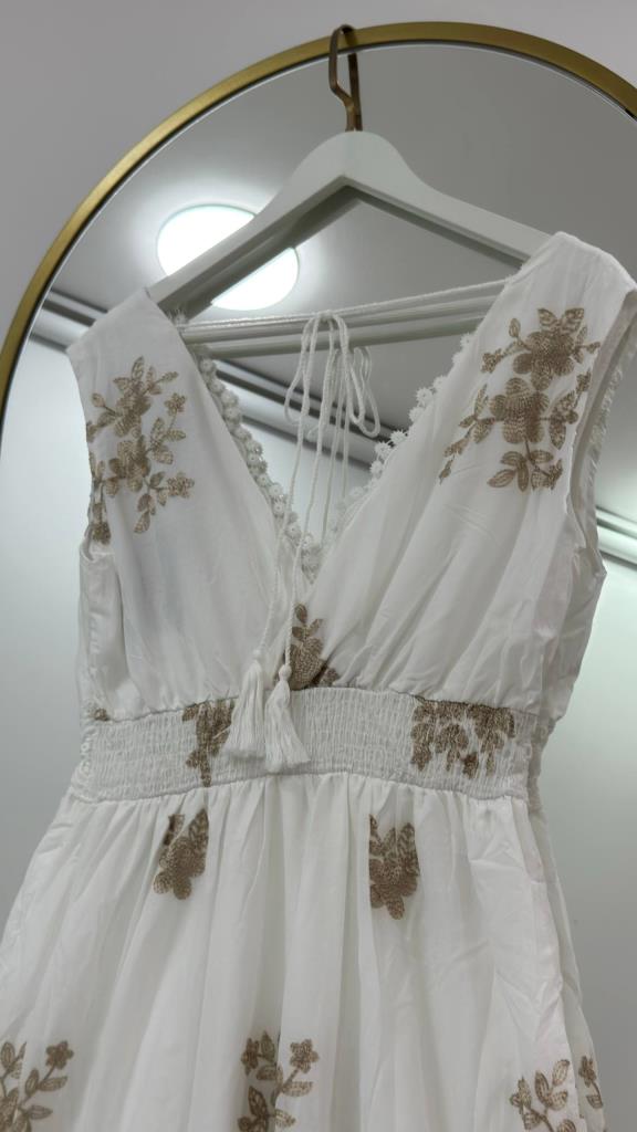 Women's summer white long dress G5446 - White