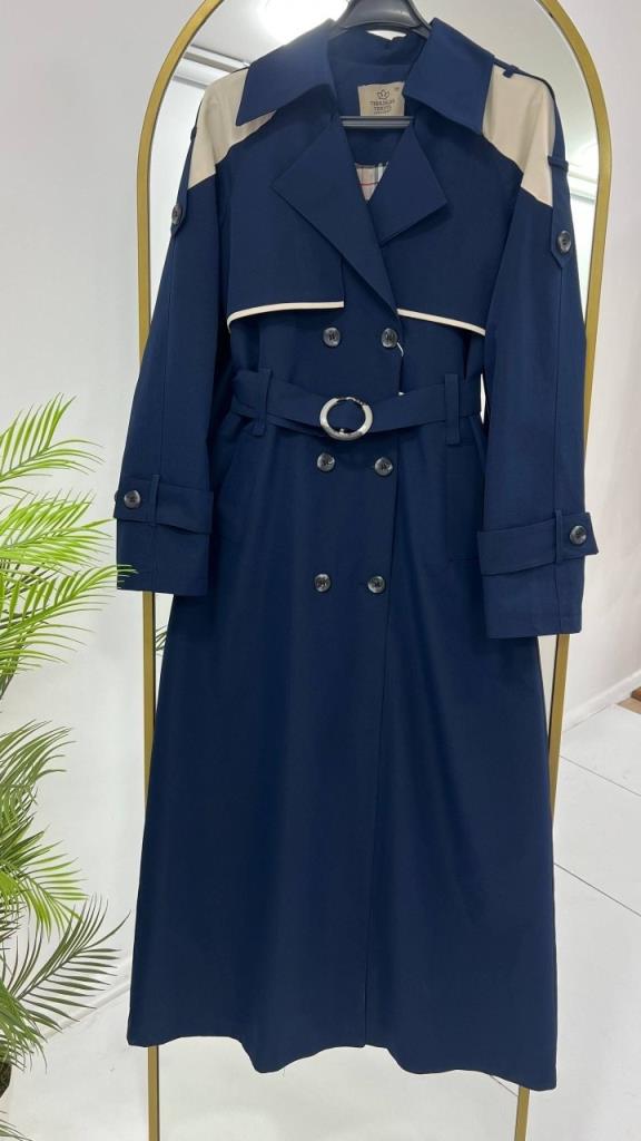 Women's Summer Long Trench Coat G5471 - Navy Blue