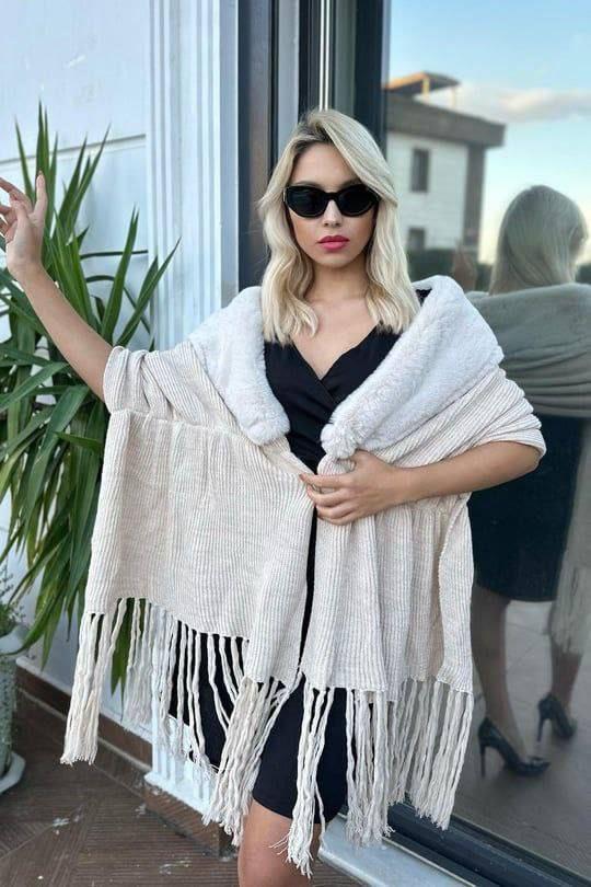 New season women's winter stylish shawl suitable for daily use model H9500 - Ecru