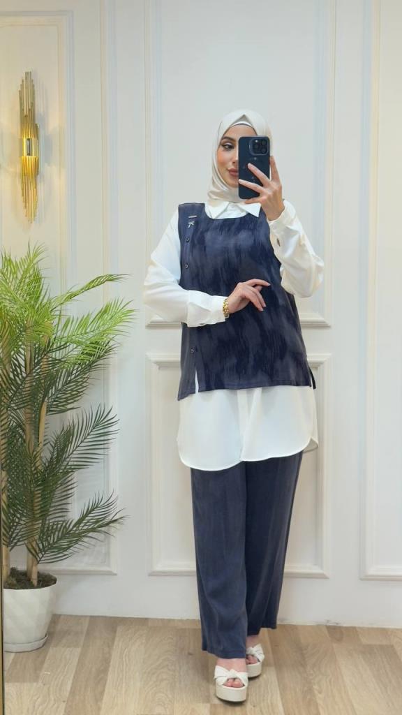 بدلة نسائية 3 قطع موديل G2215 - كحلي