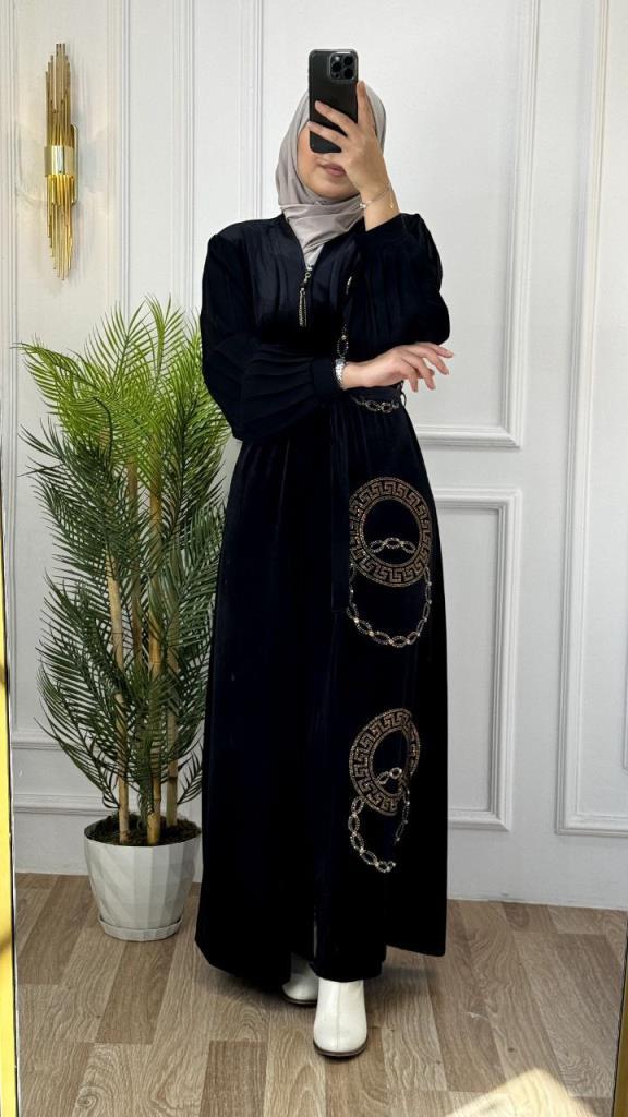 Luxurious wool abaya for veiled women, with an elegant design that combines comfort and luxury, model m2041 - Black