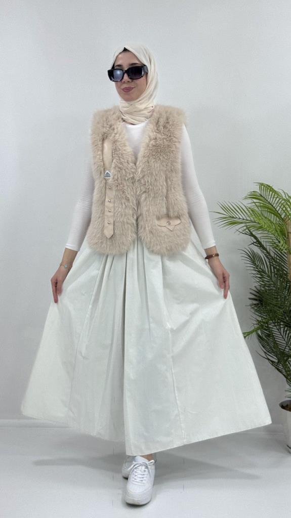 جديد موسمي سترة نسائية شتوية انيقة ومريحة فرو مناسبة للمناسبات الخاصة موديل Z0023 - سكري