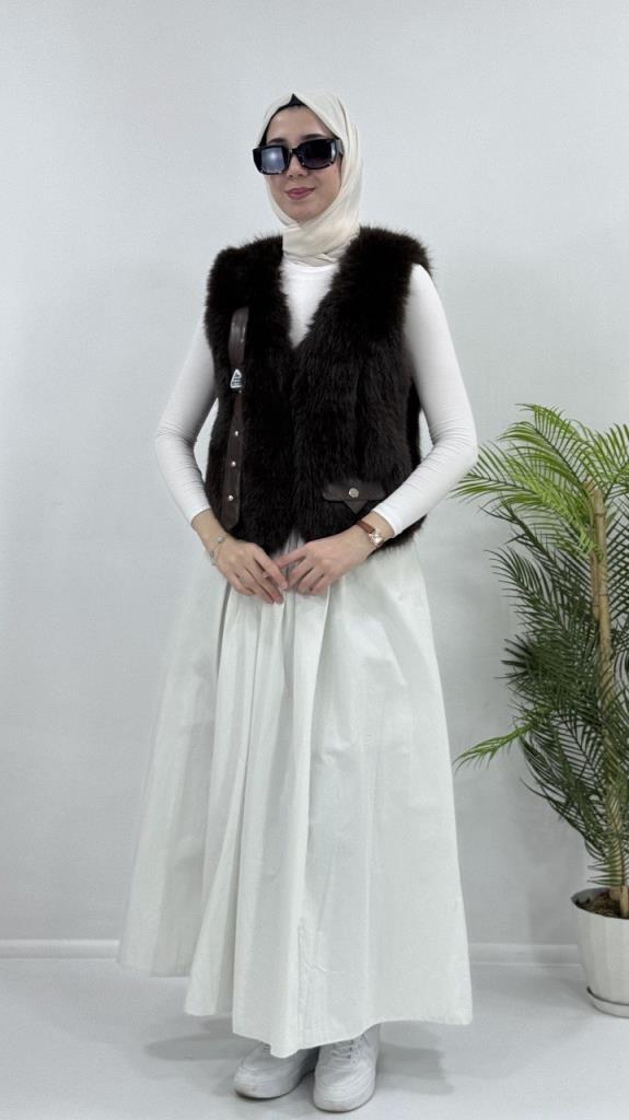 جديد موسمي سترة نسائية شتوية انيقة ومريحة فرو مناسبة للمناسبات الخاصة موديل Z0023 - بني