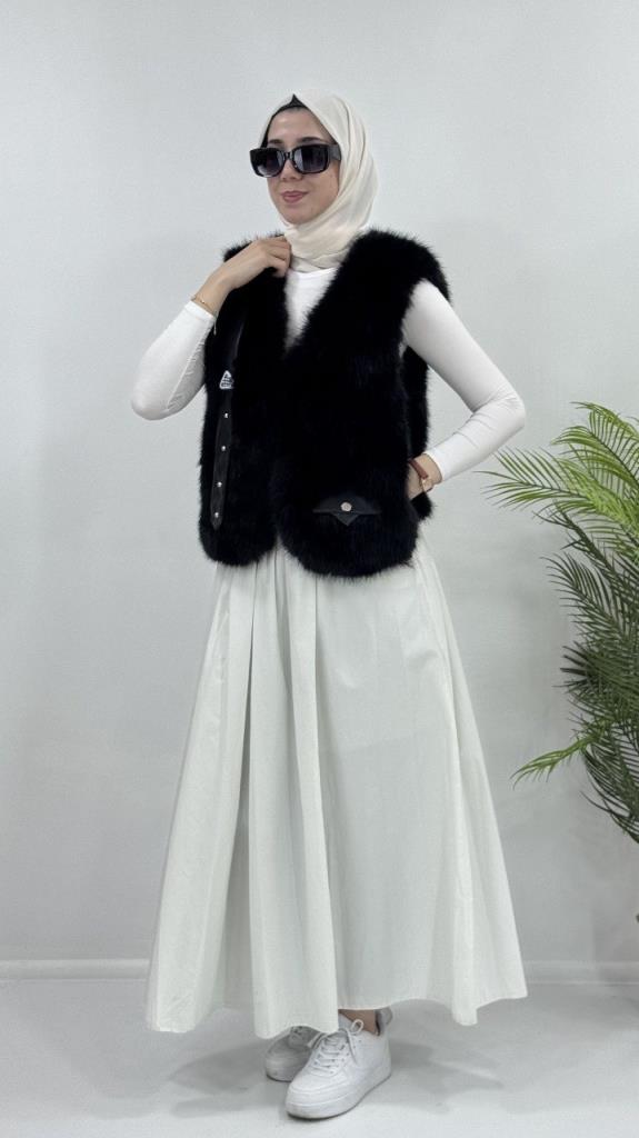 جديد موسمي سترة نسائية شتوية انيقة ومريحة فرو مناسبة للمناسبات الخاصة موديل Z0023 - اسود