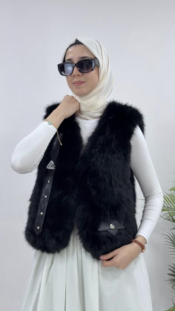 جديد موسمي سترة نسائية شتوية انيقة ومريحة فرو مناسبة للمناسبات الخاصة موديل Z0023 - اسود