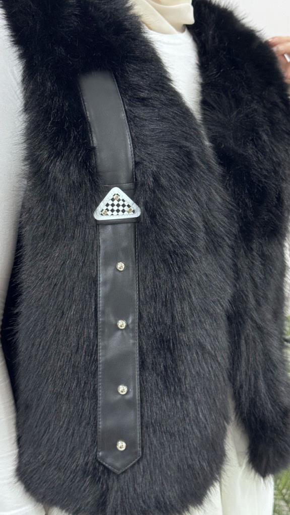 جديد موسمي سترة نسائية شتوية انيقة ومريحة فرو مناسبة للمناسبات الخاصة موديل Z0023 - اسود