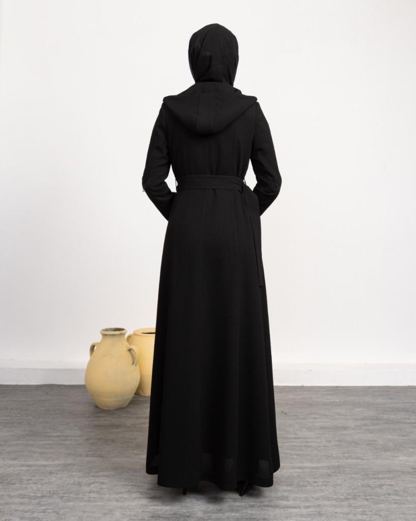 women's long trench coat lined model M0029 - Black women's long trench coat lined model M0029 - Black