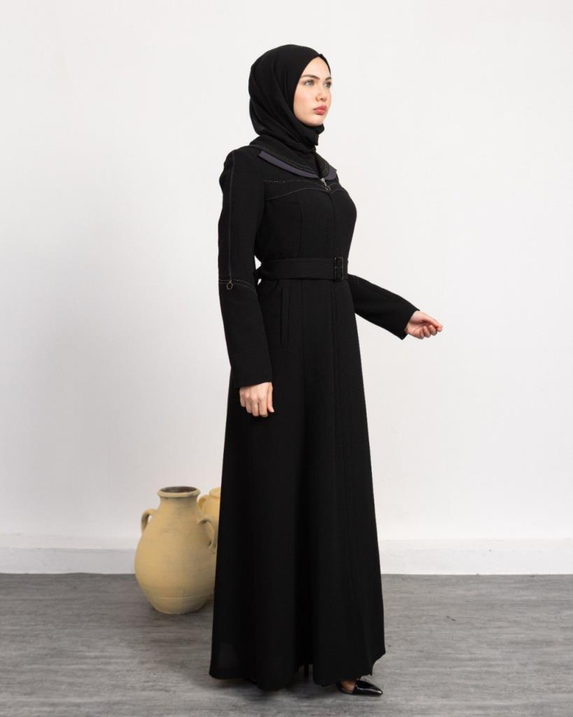 women's long trench coat lined model M0029 - Black women's long trench coat lined model M0029 - Black