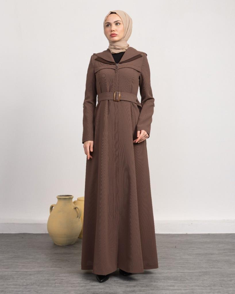 women's long trench coat lined model M0029 - Brown women's long trench coat lined model M0029 - Brown