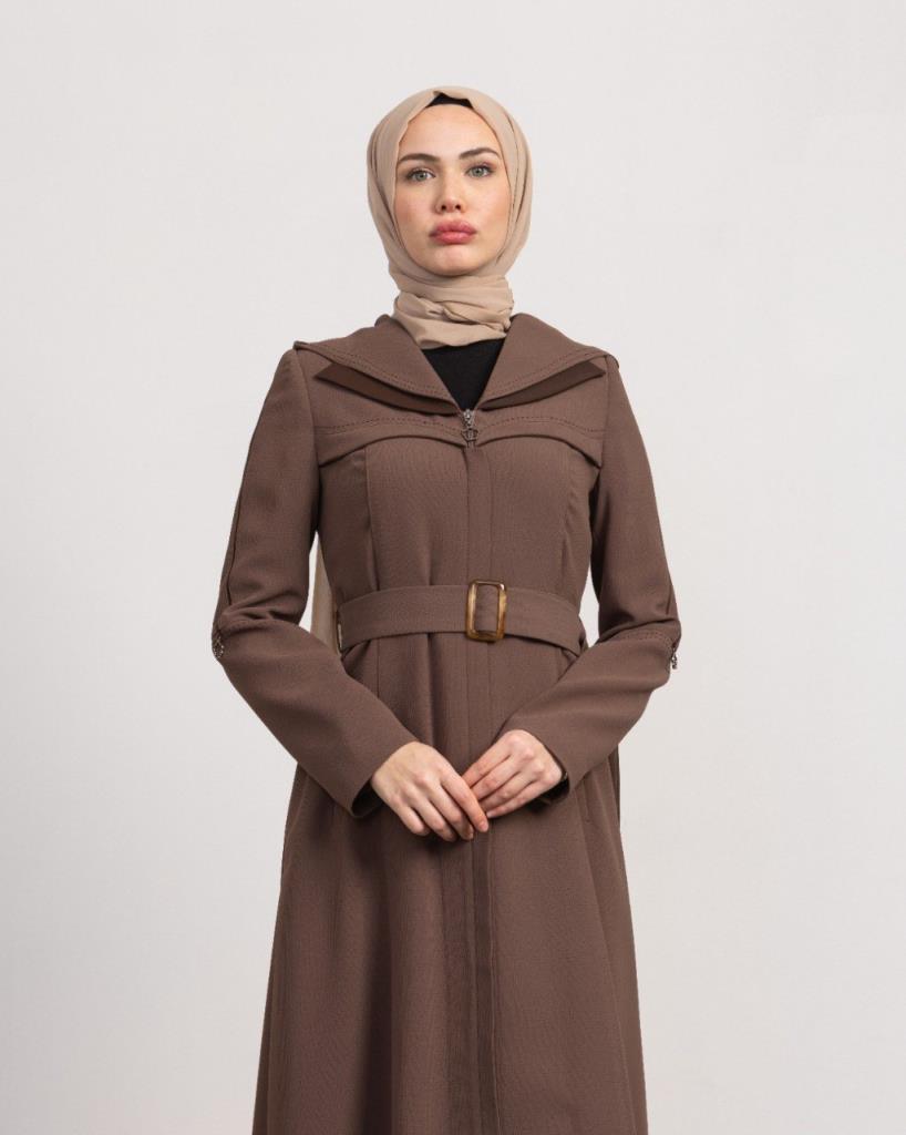 women's long trench coat lined model M0029 - Brown women's long trench coat lined model M0029 - Brown