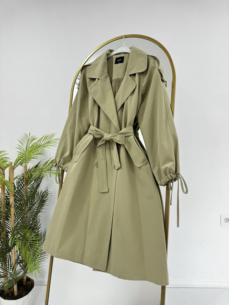 kadın yazlık + baharlık trençkot model G2238 - YEŞİL