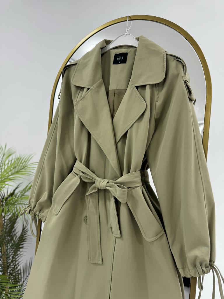 kadın yazlık + baharlık trençkot model G2238 - YEŞİL