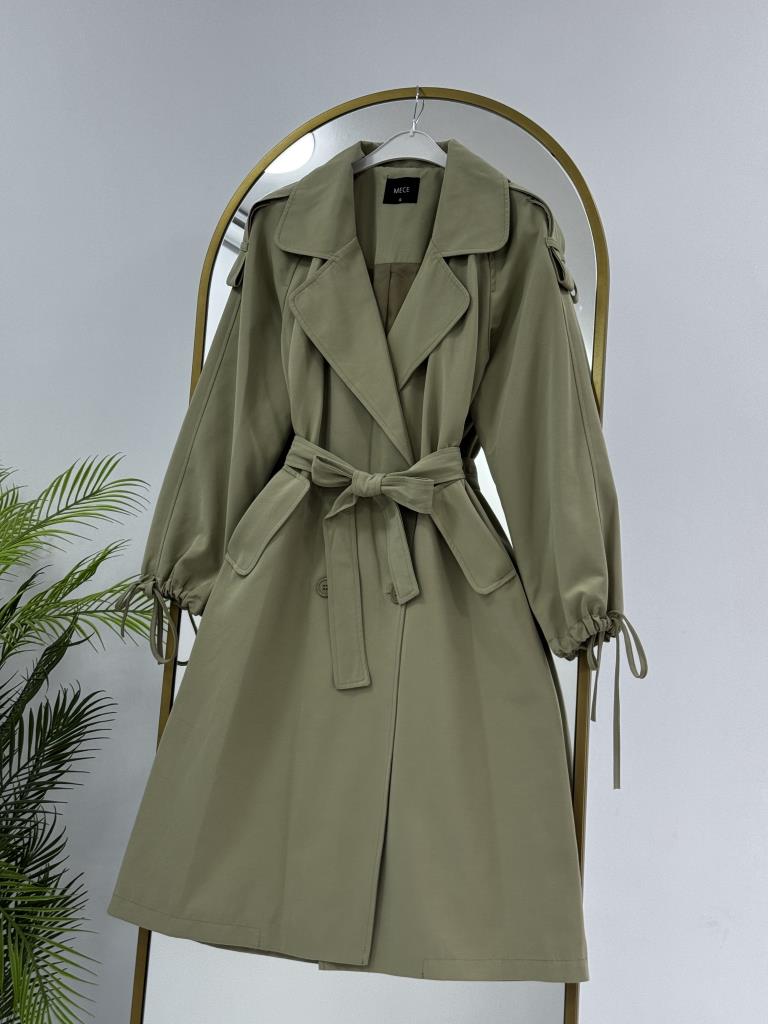 kadın yazlık + baharlık trençkot model G2238 - YEŞİL