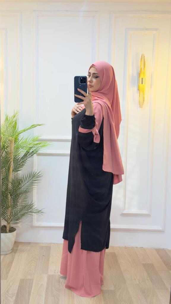 kadın yazlık tesettürlü standart çarşaf model 4427 - PEMBE