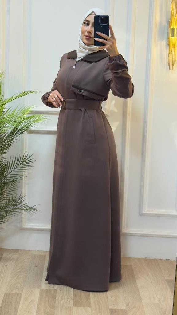 Women's summer long coat lined stylish and comfortable model M0034 - Brown