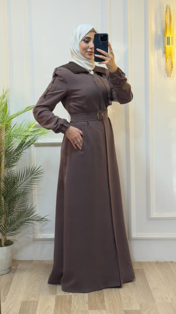 Women's summer long coat lined stylish and comfortable model M0034 - Brown