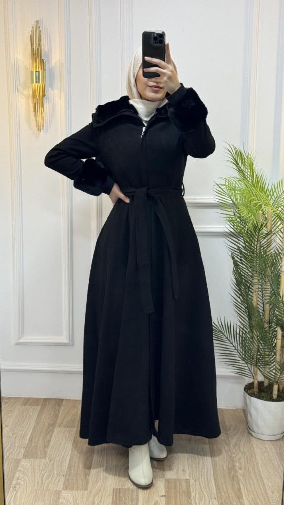 New season women's winter long trench coat is stylish and comfortable, suitable for daily use model m1603 - Black