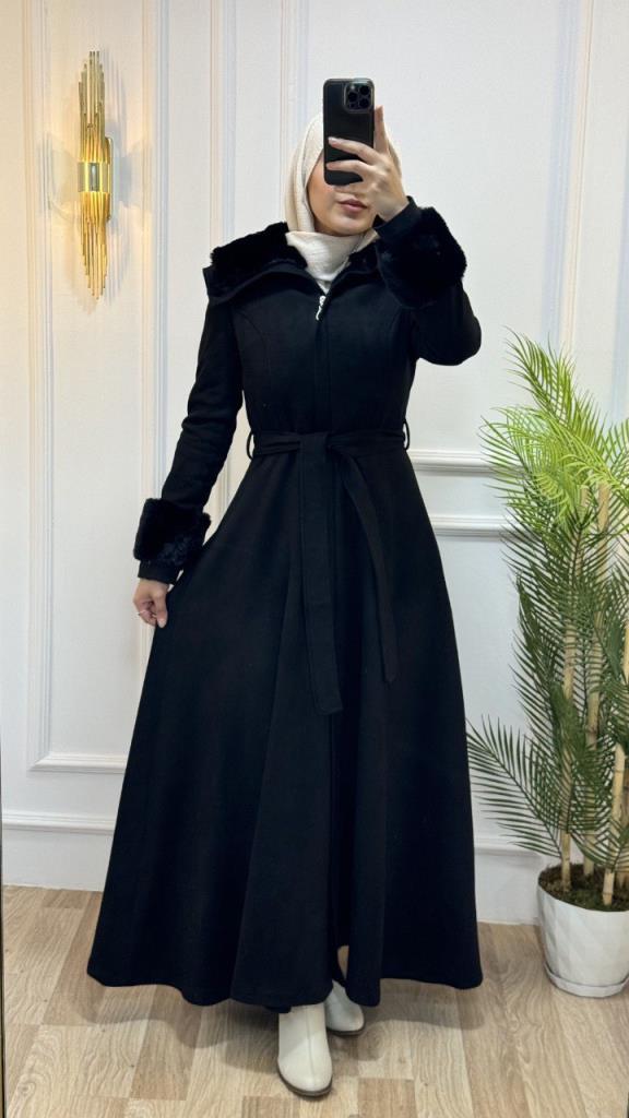 New season women's winter long trench coat is stylish and comfortable, suitable for daily use model m1603 - Black