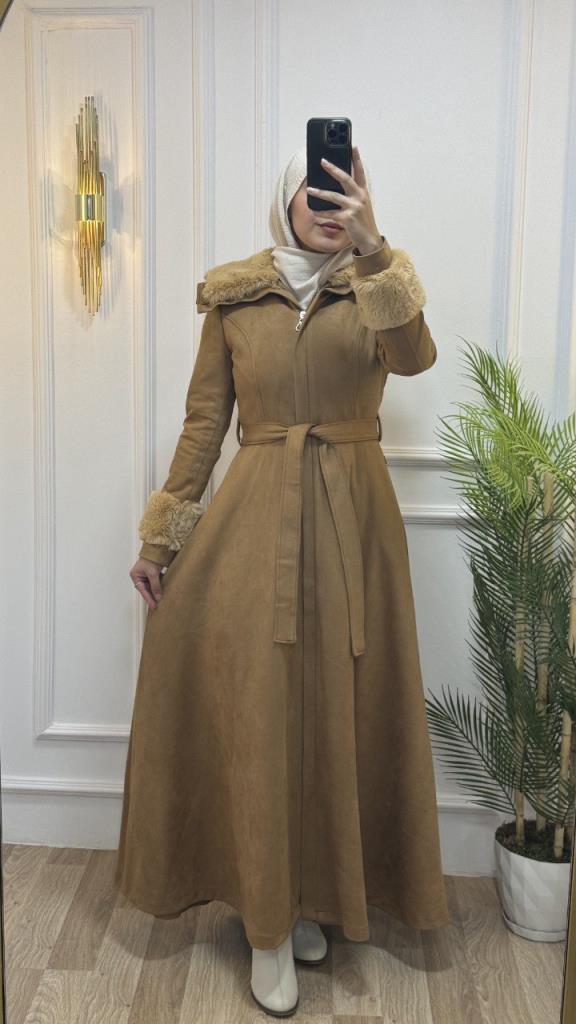 New season women's winter long trench coat is stylish and comfortable, suitable for daily use model m1603 - AÇIK KAHVE