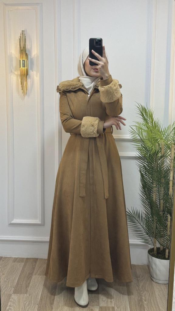 New season women's winter long trench coat is stylish and comfortable, suitable for daily use model m1603 - AÇIK KAHVE