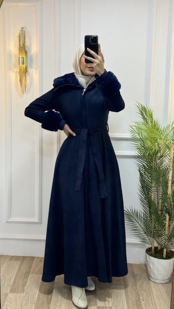 New season women's winter long trench coat is stylish and comfortable, suitable for daily use model m1603 - Navy Blue