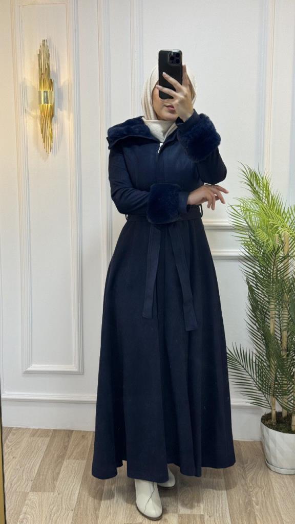 New season women's winter long trench coat is stylish and comfortable, suitable for daily use model m1603 - Navy Blue