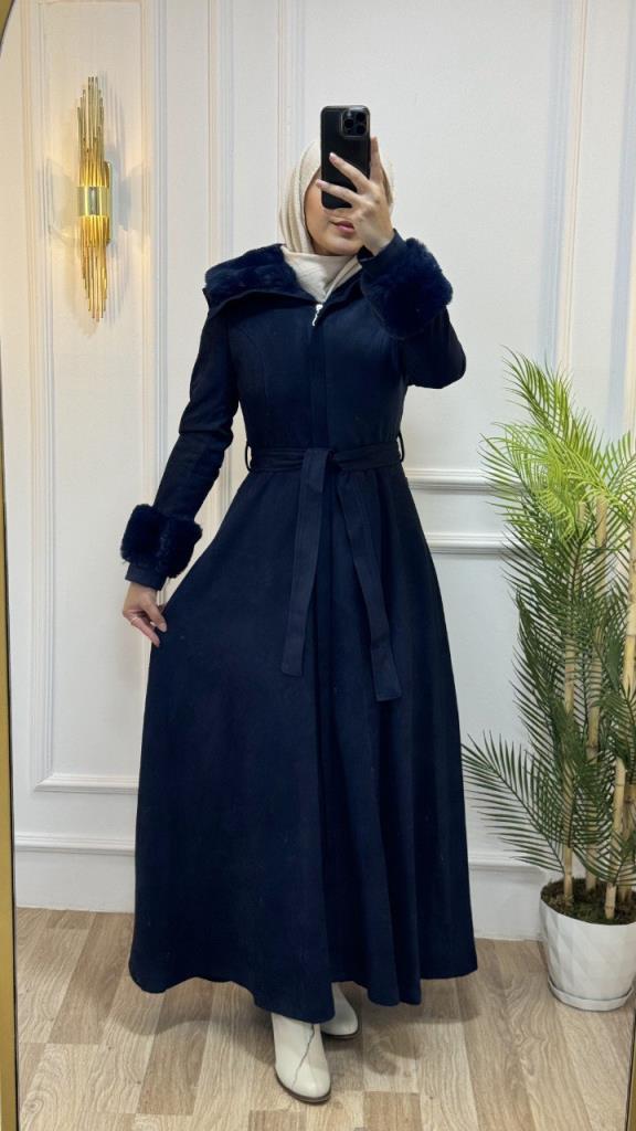 New season women's winter long trench coat is stylish and comfortable, suitable for daily use model m1603 - Navy Blue