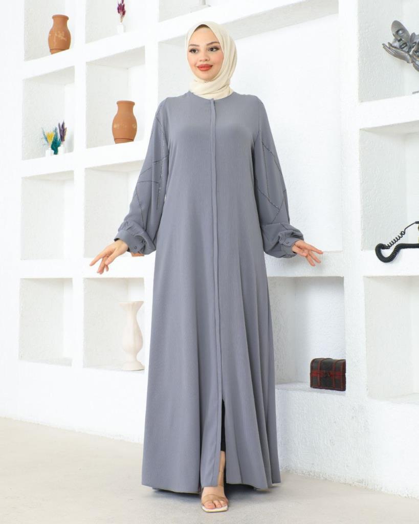 Elegant and spacious abaya for veiled women, ideal for everyday looks, model m2010 - Gray