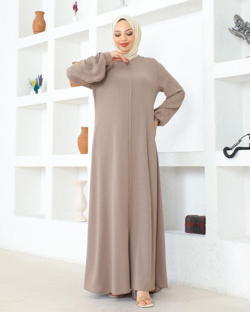 Elegant and spacious abaya for veiled women, ideal for everyday looks, model m2010 - Beige