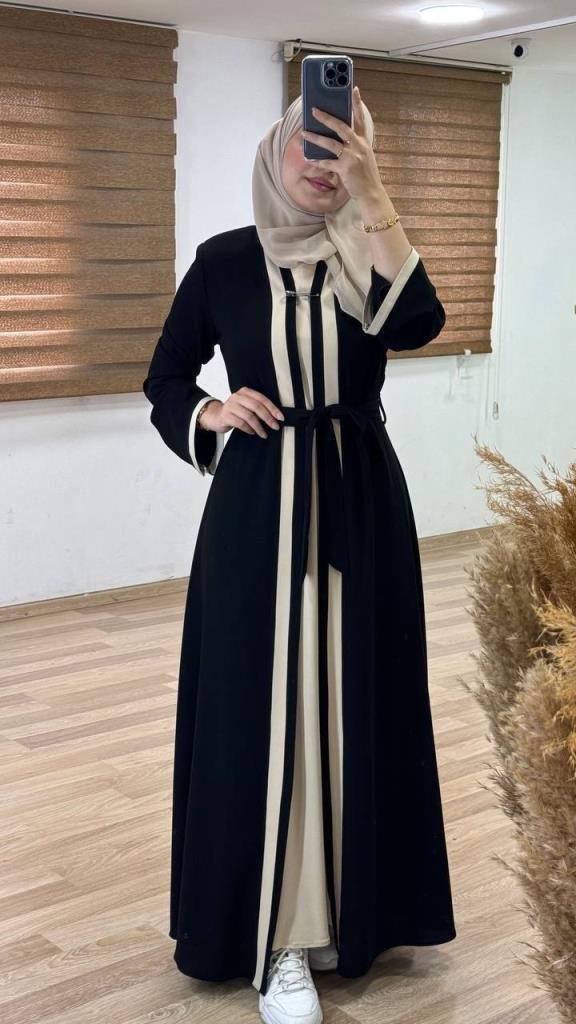 women's summer 2 piece abayas model 2027 - Black women's summer 2 piece abayas model 2027 - Black