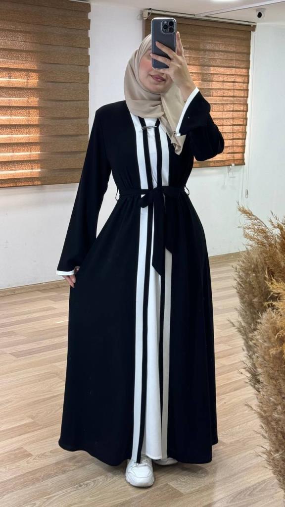 women's summer 2 piece abayas model 2027 - Black women's summer 2 piece abayas model 2027 - Black