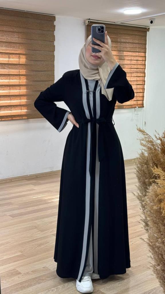 women's summer 2 piece abayas model 2027 - Black women's summer 2 piece abayas model 2027 - Black