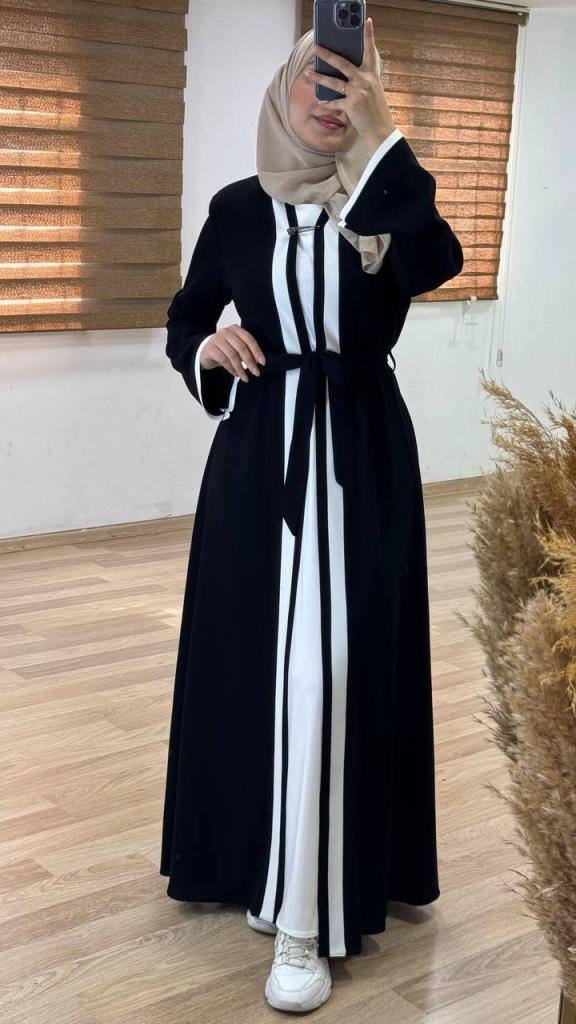 women's summer 2 piece abayas model 2027 - Black women's summer 2 piece abayas model 2027 - Black