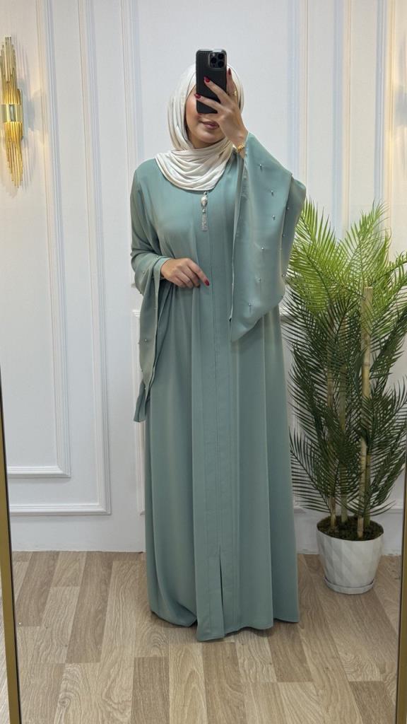 Wide and cool abaya for summer for veiled women, model m2029 - GRİ