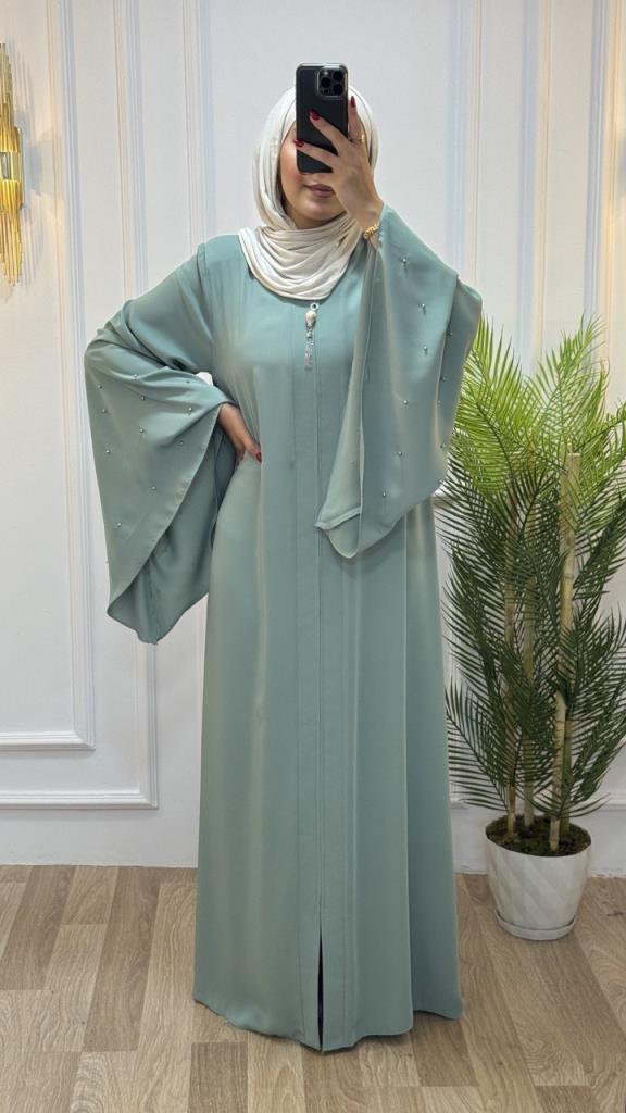 Wide and cool abaya for summer for veiled women, model m2029 - GRİ