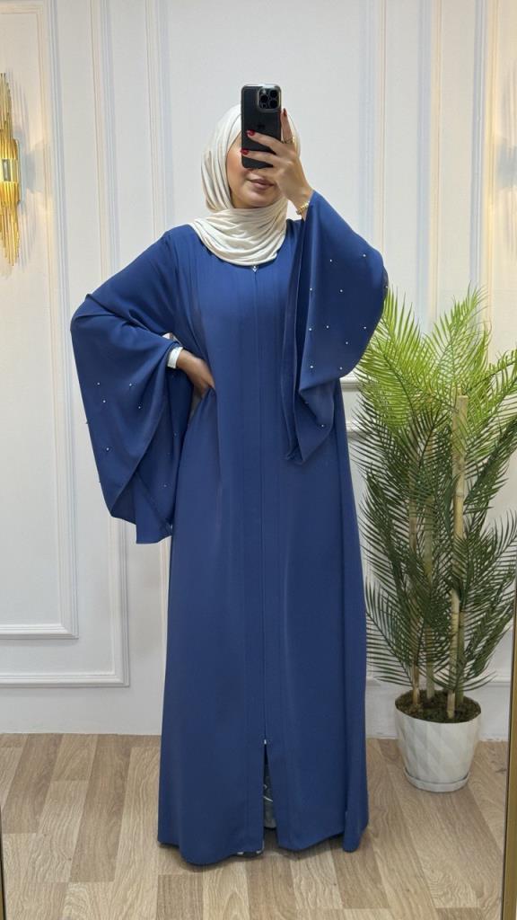 Wide and cool abaya for summer for veiled women, model m2029 - Blue