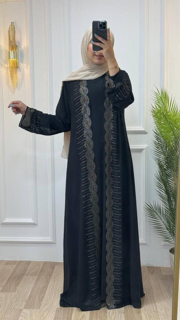 Elegant abaya for veiled women with a luxurious design ideal for special occasions model m2018 Black m201802050 19825 TESETTUR G Y M IQRAA FASHION