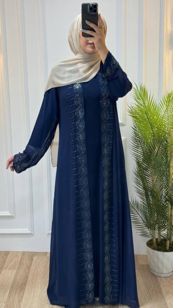 Abaya for veiled women, model m2030 - Navy Blue