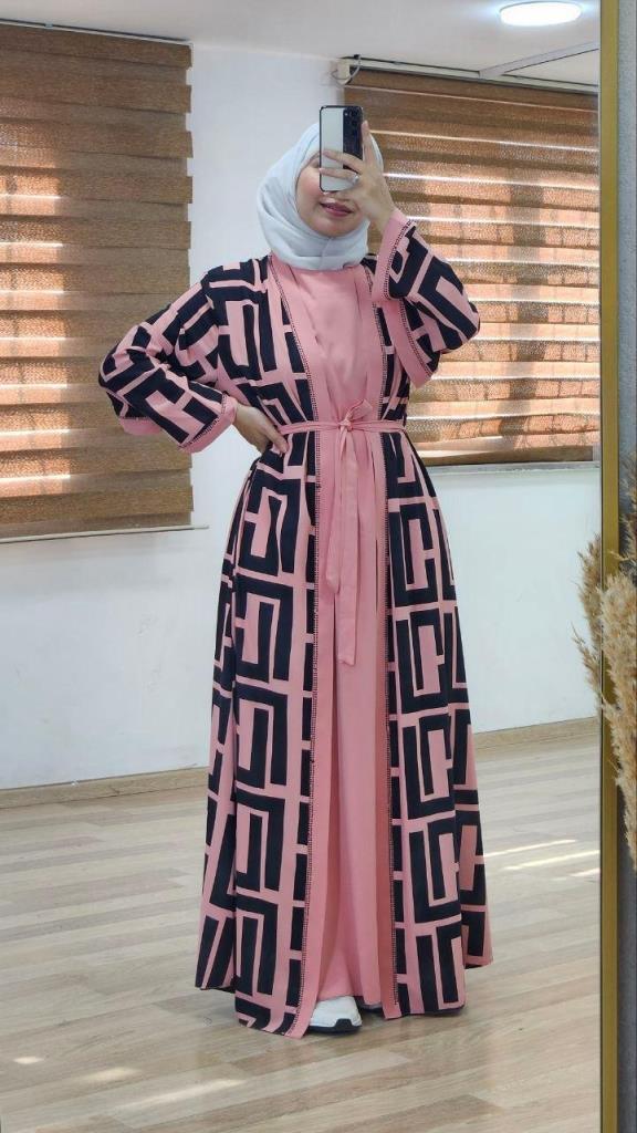 Comfortable two-piece abaya for veiled women for the spring and summer season, model m2032 - PEMBE