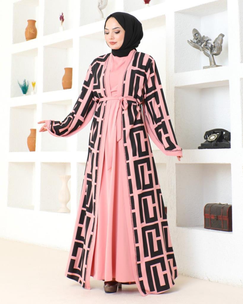 Comfortable two-piece abaya for veiled women for the spring and summer season, model m2032 - PEMBE