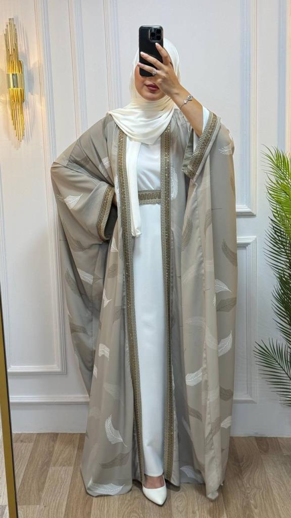 Two-piece abaya for veiled women, model m2033 - Tan