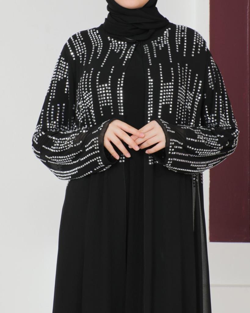 New season women's kaftan long stylish and comfortable cut suitable for special occasions model m2035 - Black