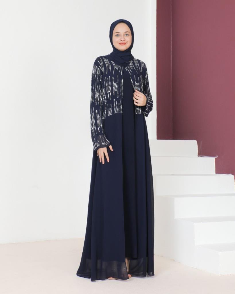 New season women's kaftan long stylish and comfortable cut suitable for special occasions model m2035 - Navy Blue