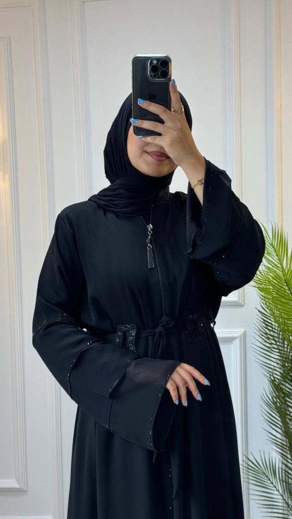 A doubt abaya for veiled women, model M2038 - Black