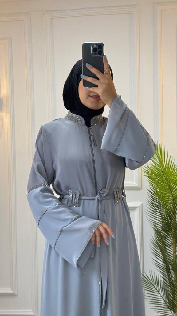 A doubt abaya for veiled women, model M2038 - GRİ