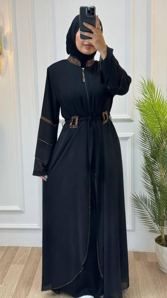 A doubt abaya for veiled women, model M2038 - Black