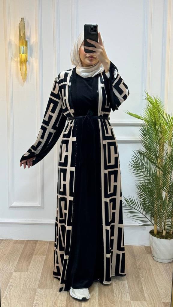 New season women's winter abayas are stylish and modern, suitable for daily use, model 2042 - Beige