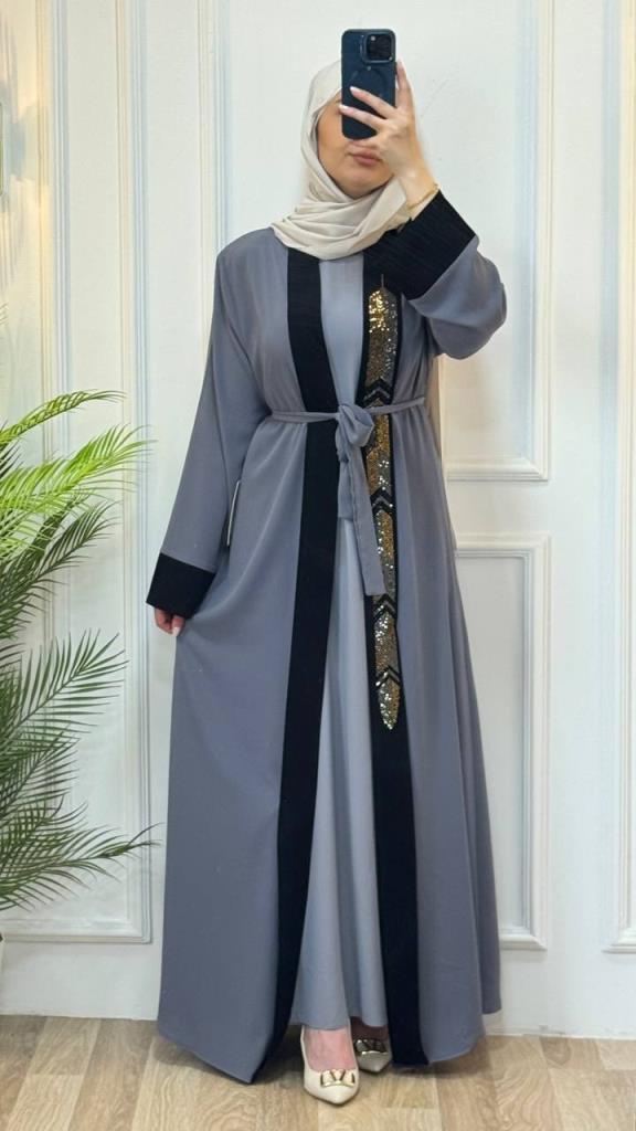 two-piece women's abayas model 2055 - Gray