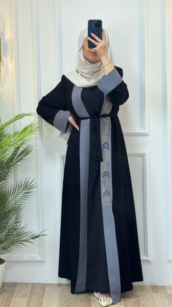 two-piece women's abayas model 2055 - Black